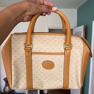 Gucci Vintage Logo Monogram Canvas Leather Satchel